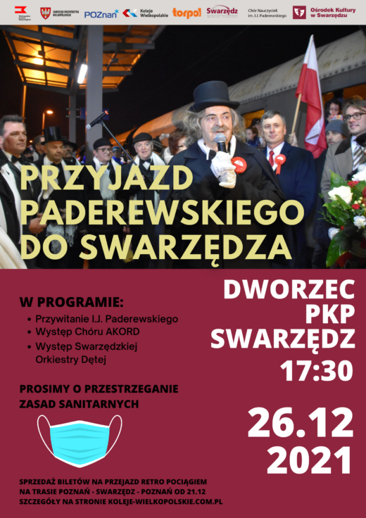 plakat przyjazd I.J. Paderewskiego